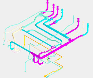 Digital outfit modeling including pipe, ventilation, cable